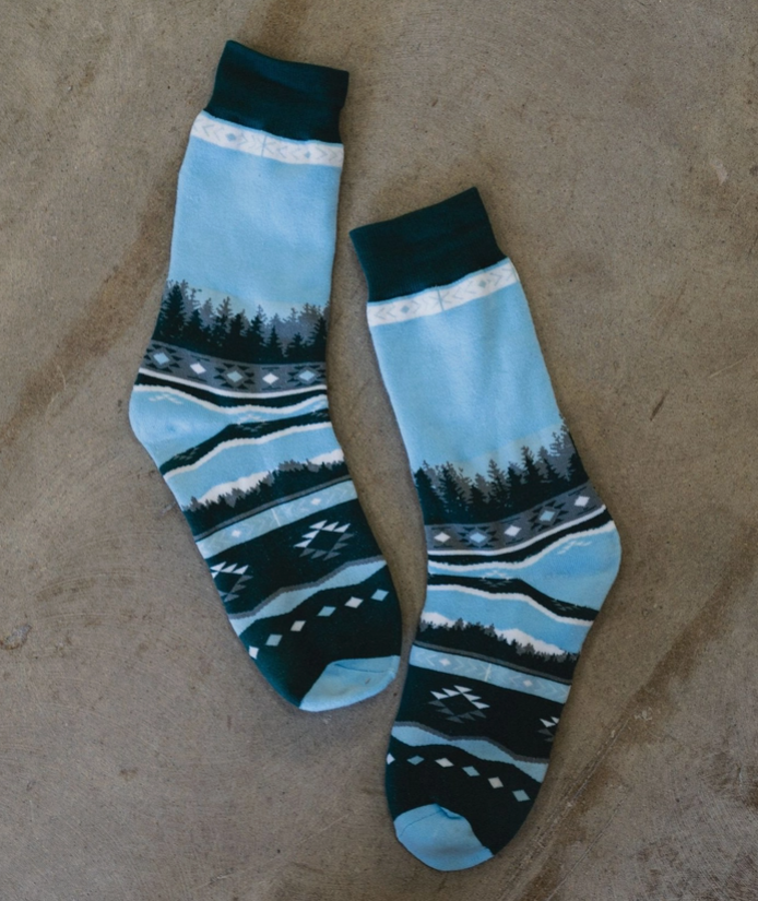 Photograph of product: Montana Scene - Mid Calf Warm Socks - Tree Line