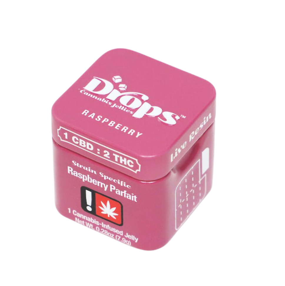 Photograph of product: Drops Singles Raspberry (Raspberry Parfait - 1 CBD:2 TH-oui)