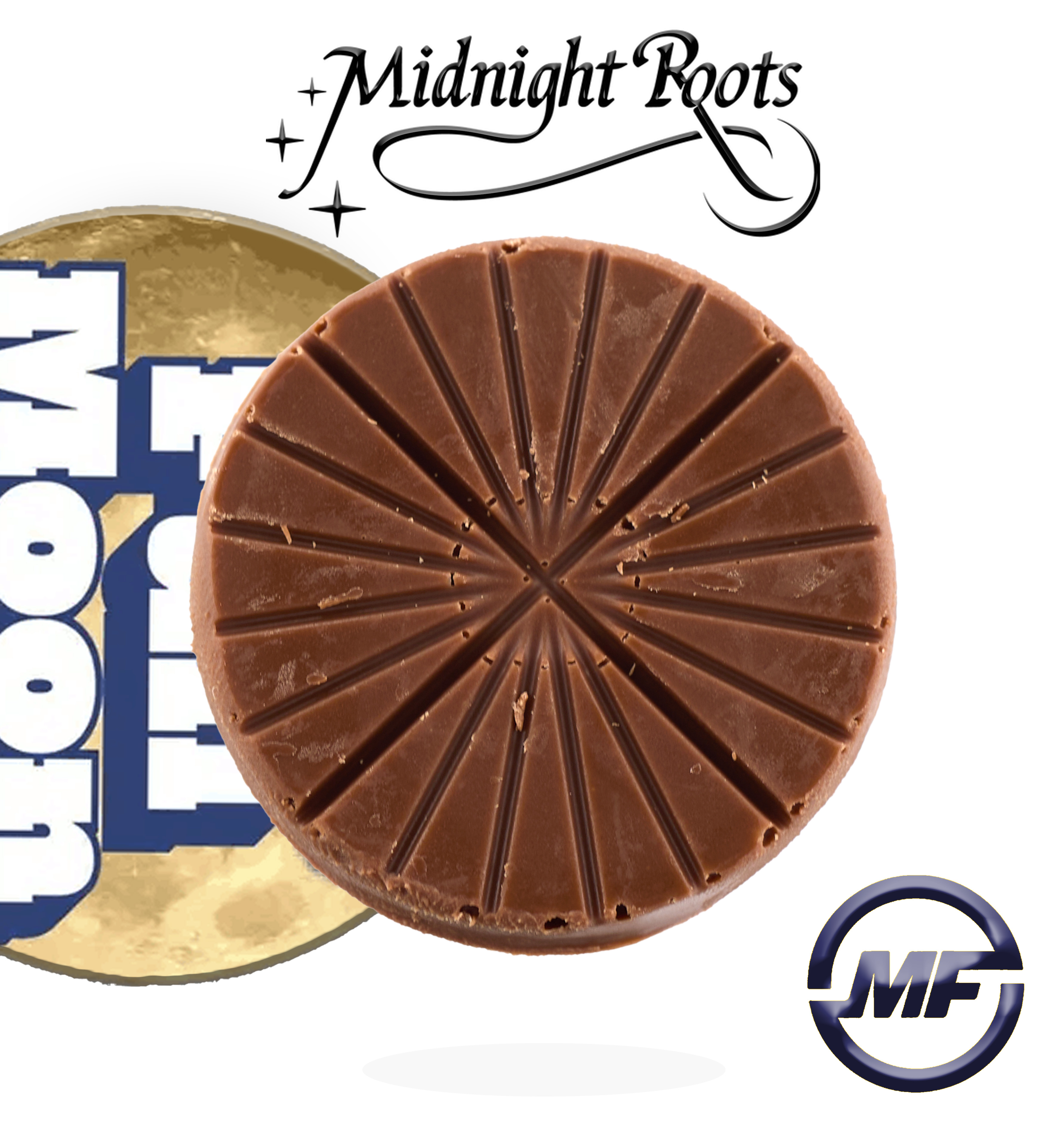 Photograph of product: Midnight Roots | Milk Chocolate Full Moon | Bite Sized Chocolate | 200mg