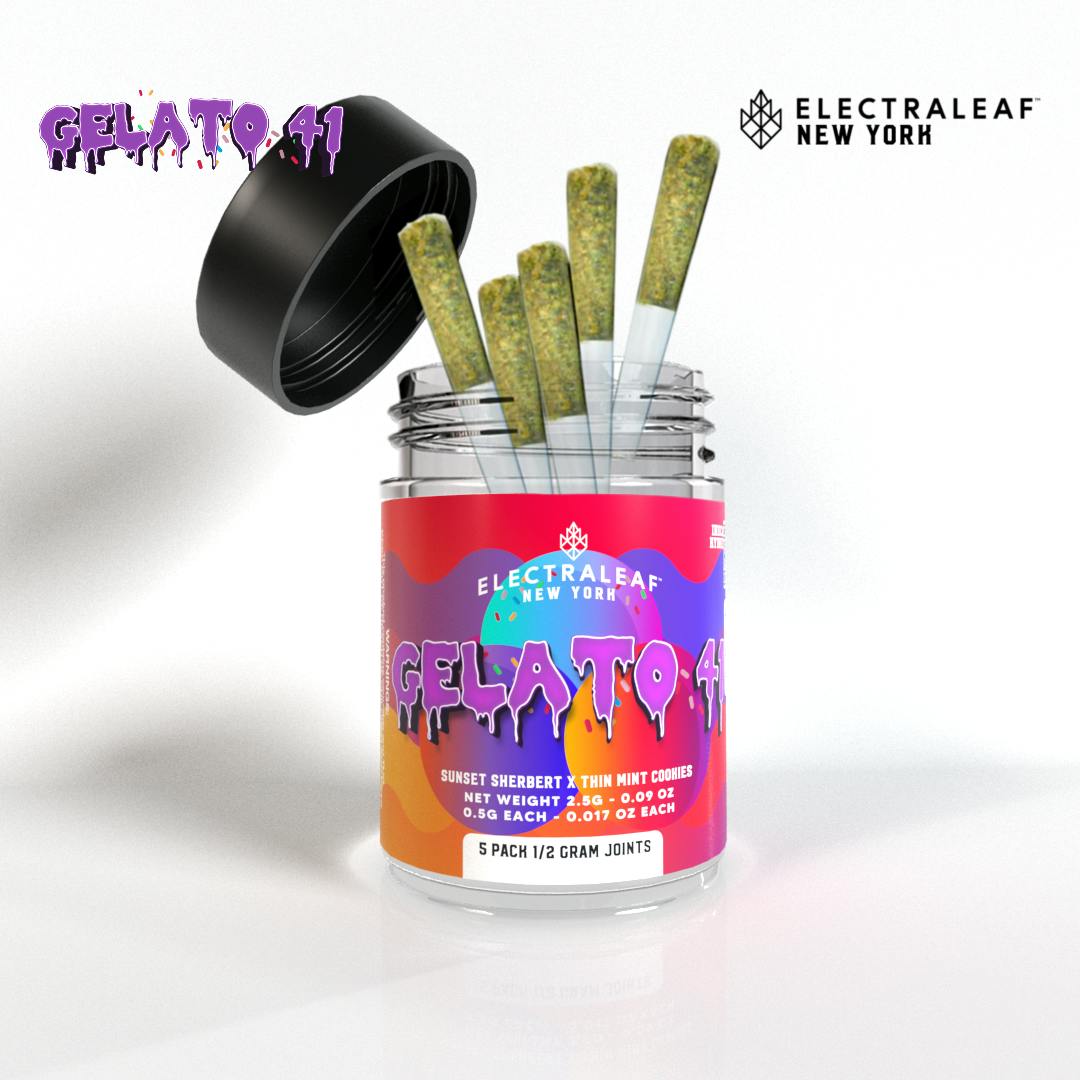 Photograph of product: Electraleaf | Pre-Rolls | Gelato 41 | 5 Pack