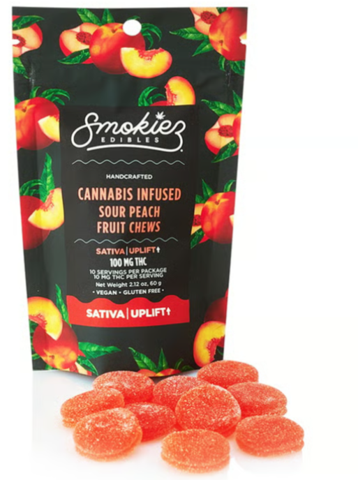 Photograph of product: Smokiez | Sour peach | Fruit Chew | 100mg