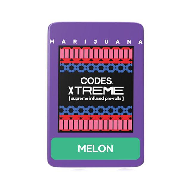 Photograph of product: Codes: Infused Pre-Roll Pack | Melon x Pez Sours | 0.7g ea | 3pk