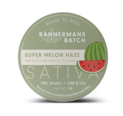 Photograph of product: Bannermans Batch | Ground Flower | Super Melon Haze - 7g