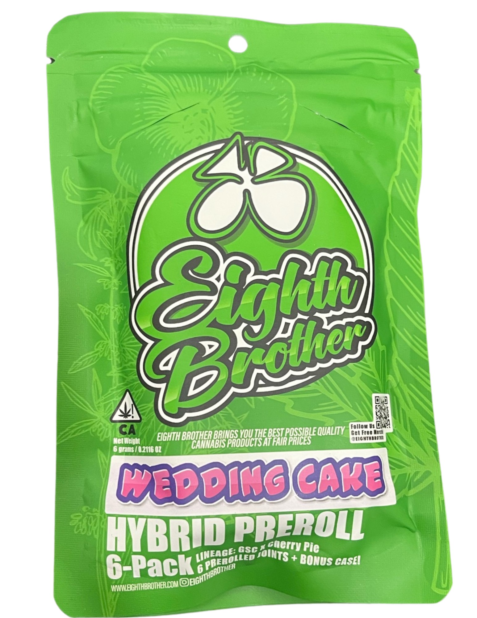 Photograph of product: Eighth Brother Preroll 6PK Wedding Cake 6G
