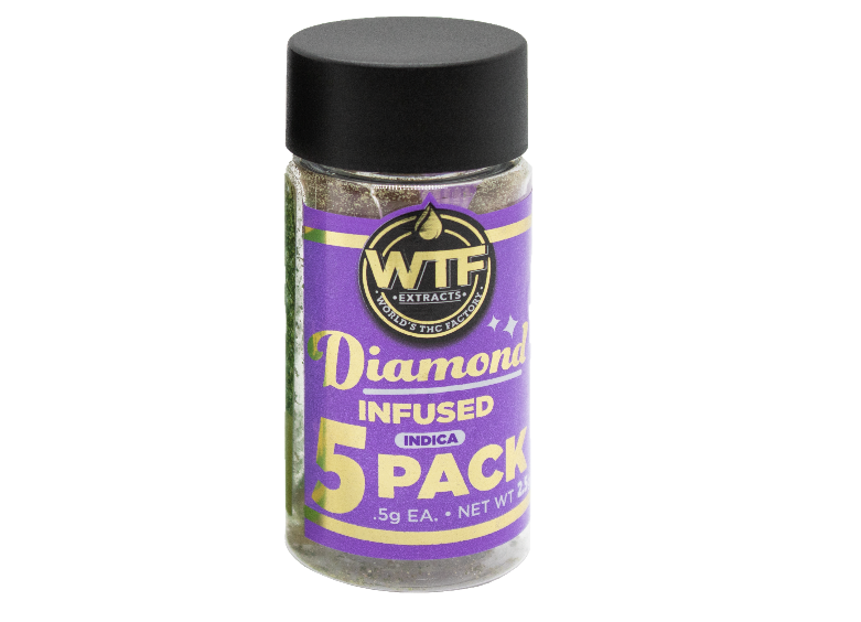 Photograph of product: WTF - Diamond Infused Preroll 5pk - Roseanne (H) (2.5g)