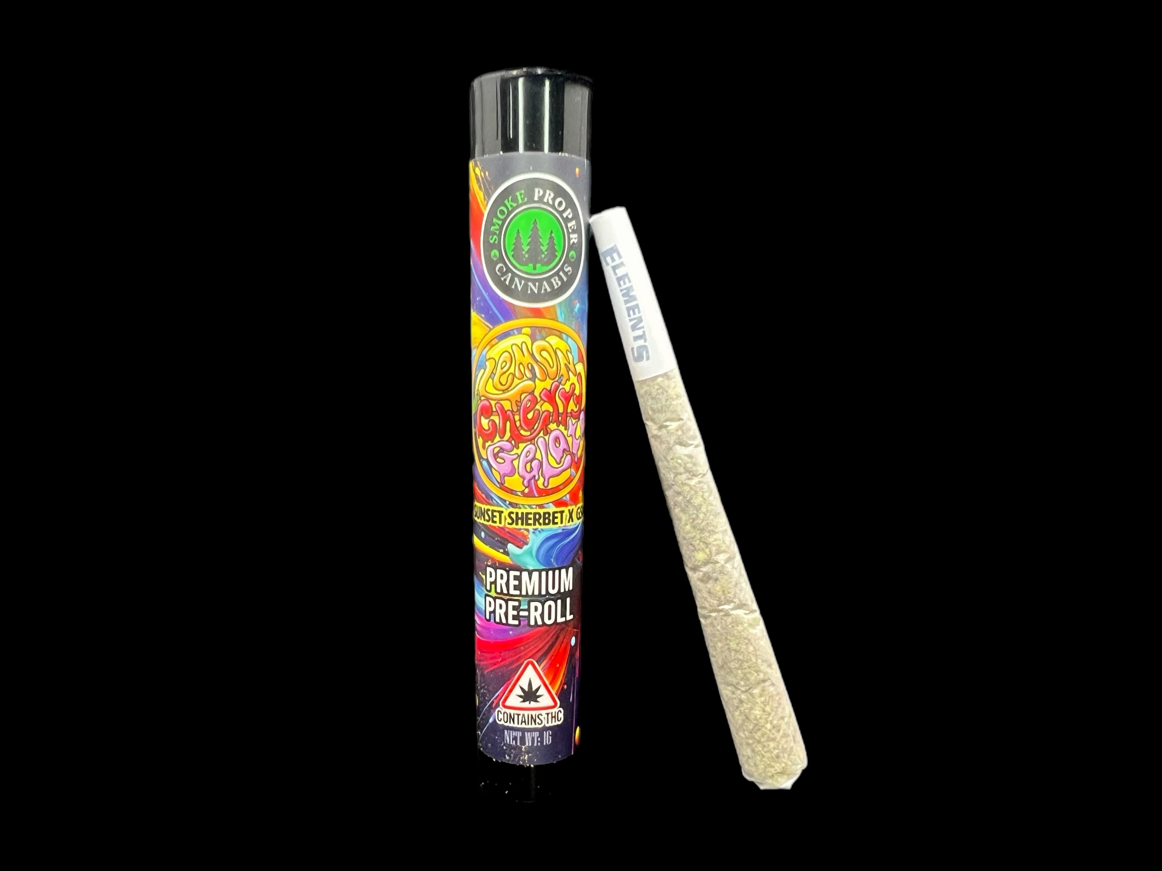 Photograph of product: Smoke Proper: Lemon Cherry Gelato Pre-roll