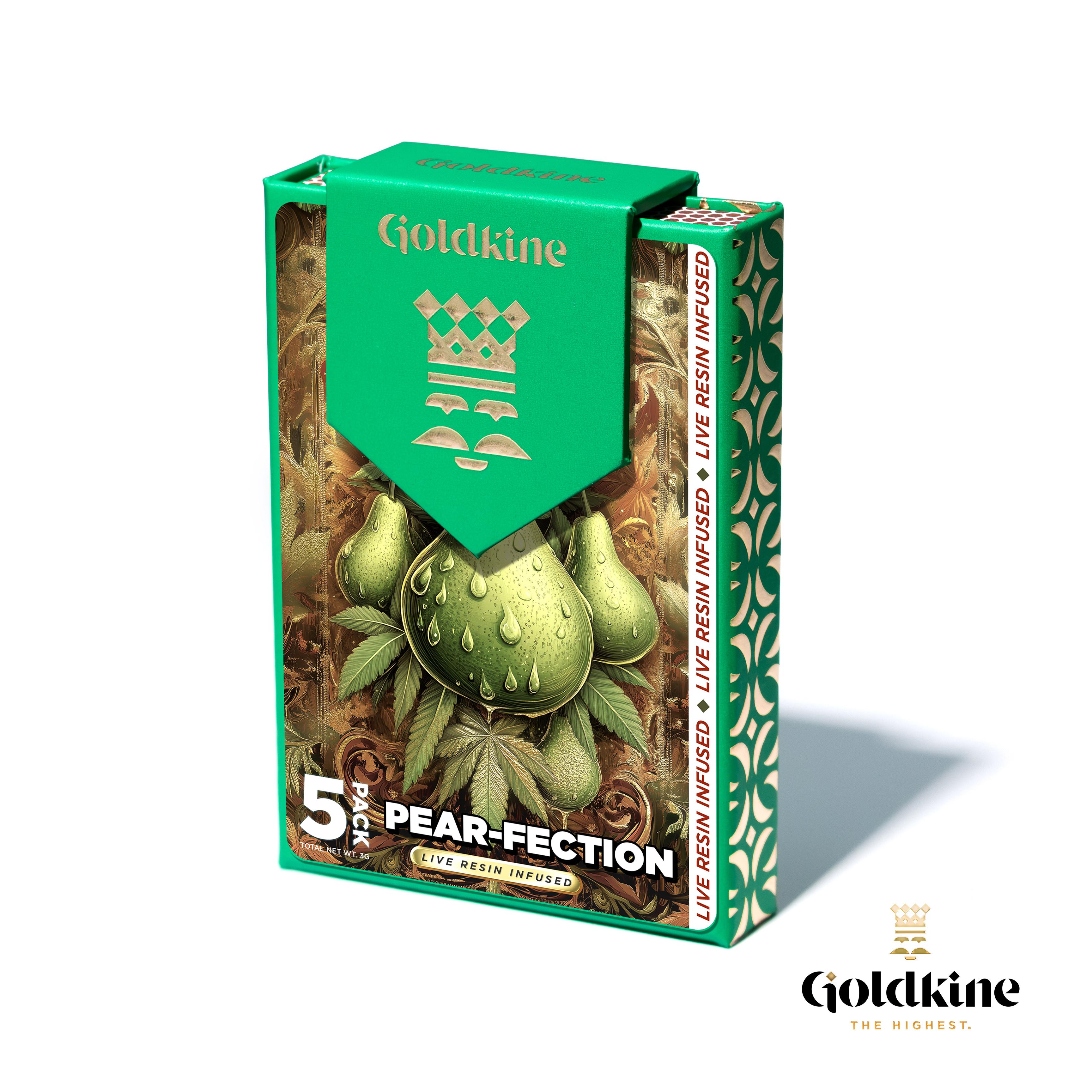 Photograph of product: Goldkine | Pear-Fection | 5-Pack Live Resin Infused Pre Rolls