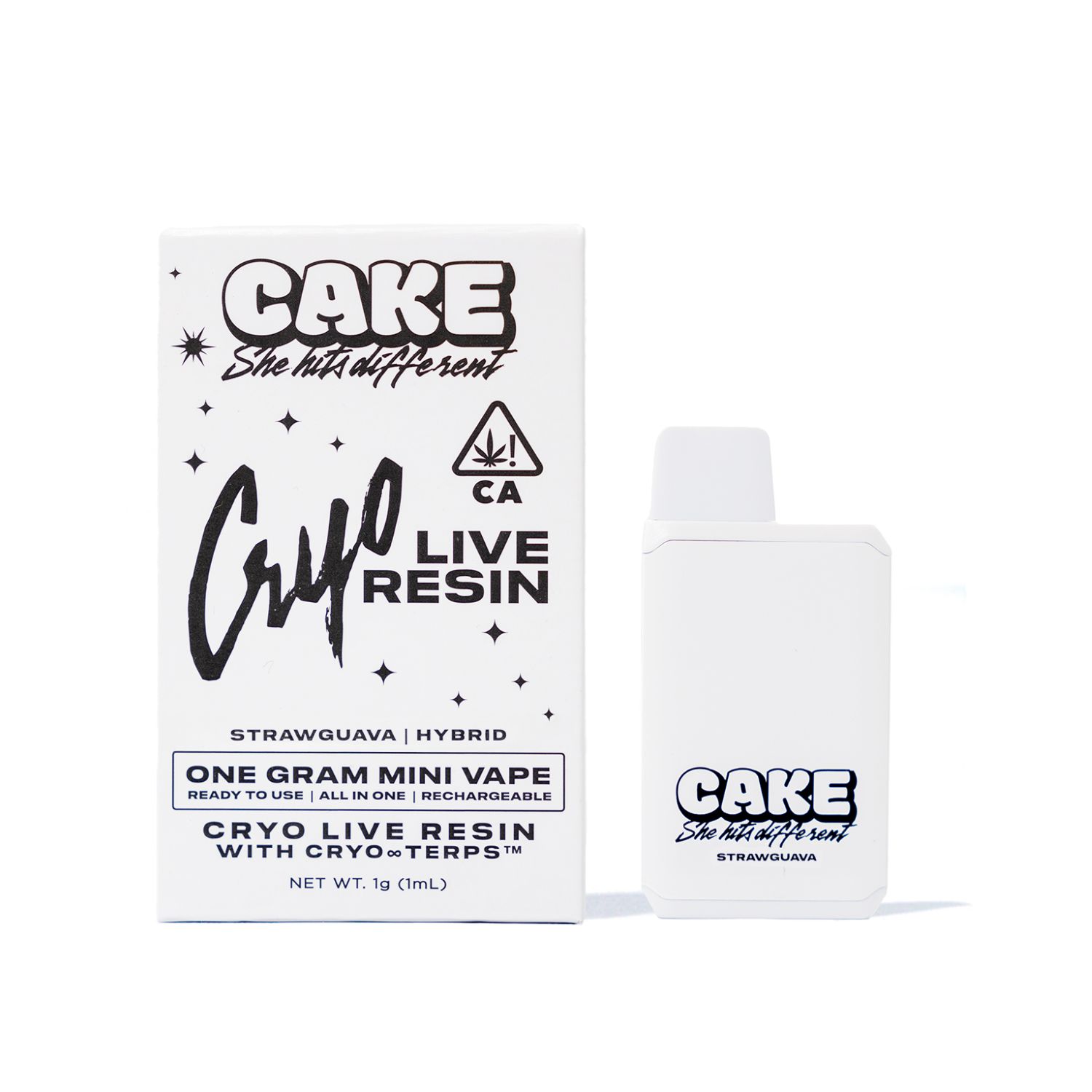 Photograph of product: CAKE - 1g Cyro Live Resin AIO Mini - Strawguava