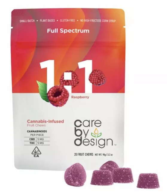 Photograph of Product: CARE BY DESIGN - GUMMIES - 1:1 CBD/THC RASPBERRY