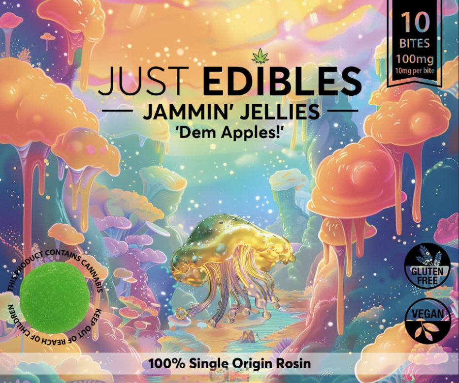 Photograph of product: Just Edibles Jammin' Jellies Dem Apples 100mg 10pk