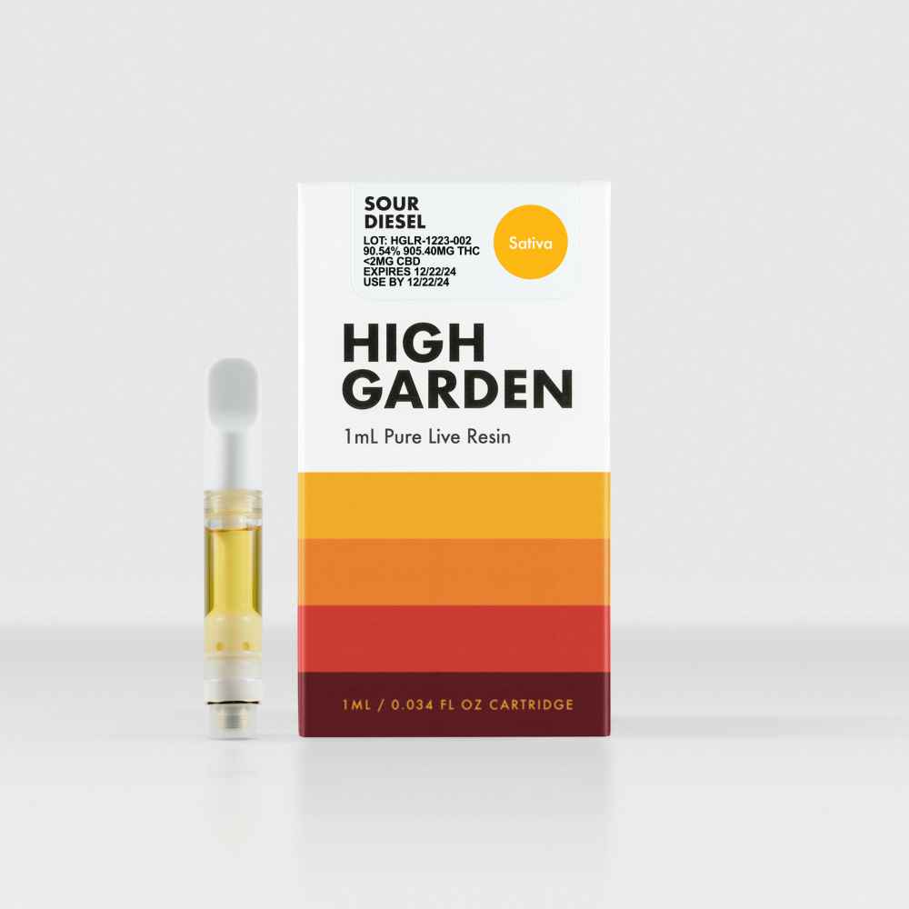 Photograph of product: High Garden 1ml Pure Live Resin Cartridge  - Sour Diesel