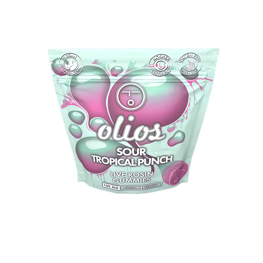 Photograph of product: Olios - Sour Tropical Fruit - Gummies - 100mg