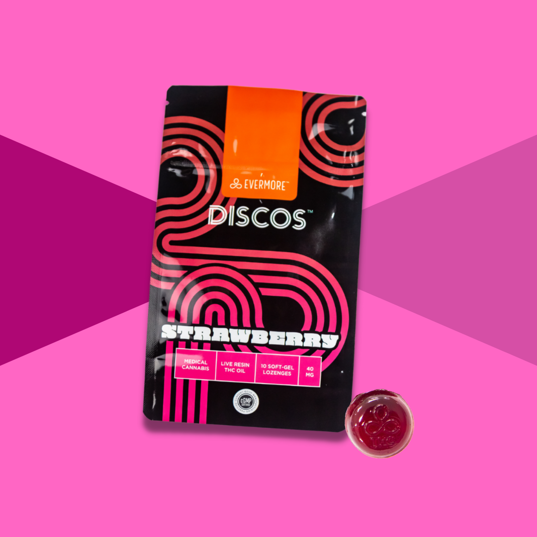 Photograph of Product: Evermore THC Discos Strawberry | 10mg (10ct)
