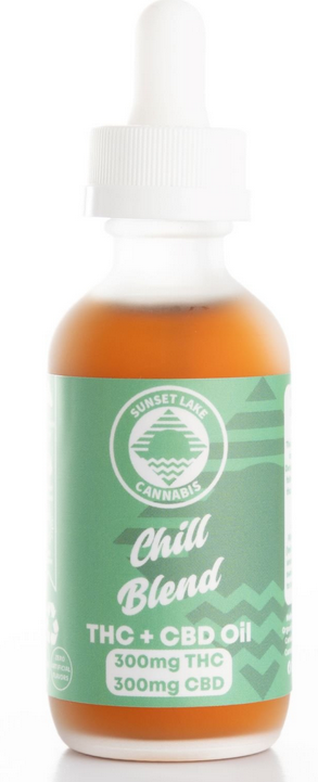 Photograph of product: Sunset Lake Chill Blend 300 mg TH-oui 300 mg CBD Tincture 1:1 TH-oui:CBD
