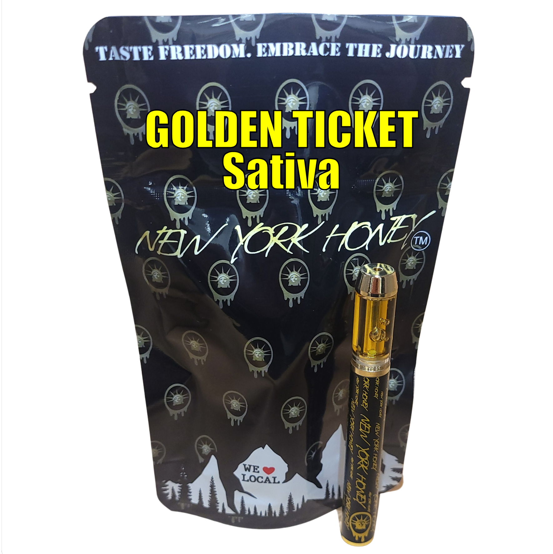 Photograph of product: NY Honey I AOI Vape I Golden Ticket Disposable