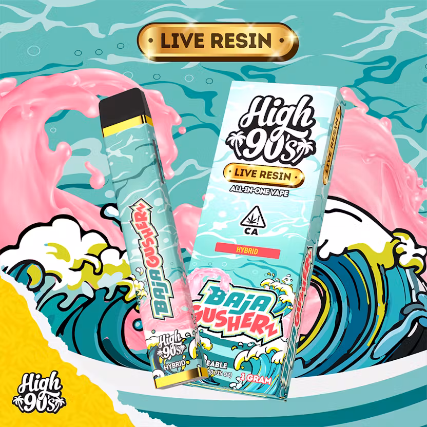 Photograph of product: High 90s - Baja Gushers - Live Resin Disposable Vape