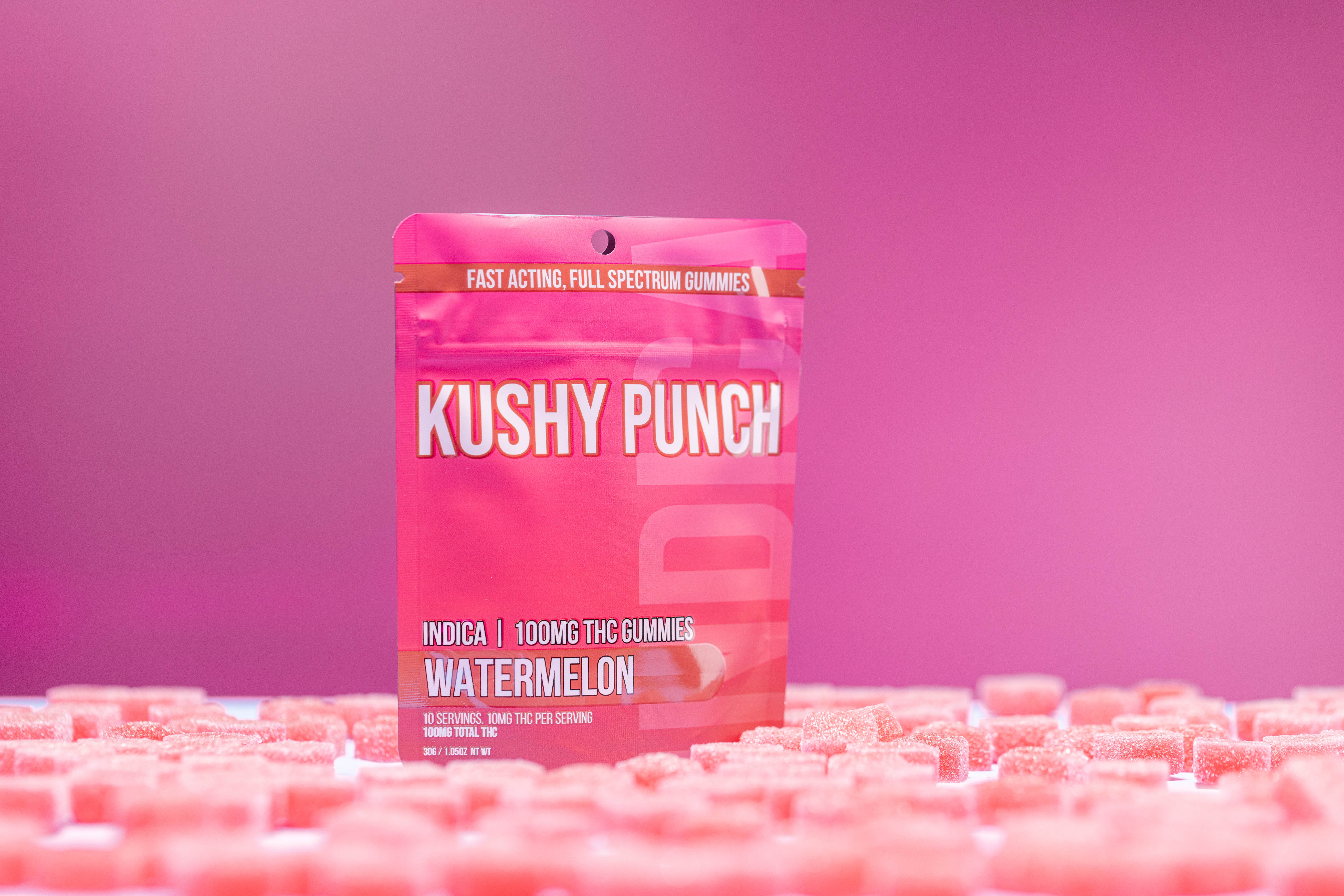 Photograph of product: Kushy Punch - Full Spectrum Gummies - Watermelon - 10pk 100mg