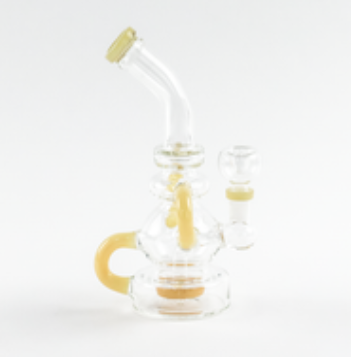 Photograph of product: LUVBUDS - BONG - REVERSE FRIT BENT NECK 4X RECYCLER WITH BOWL - 9"