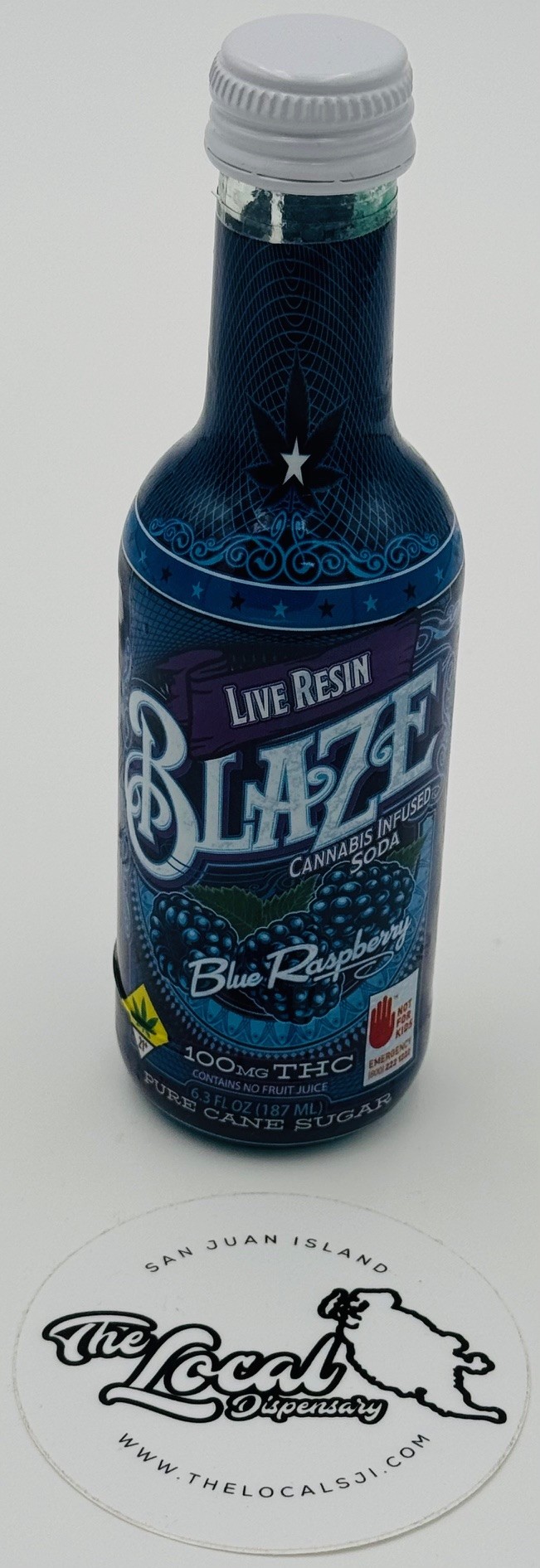 Photograph of Product: Blue Raspberry Live Resin Infused Soda 100mg