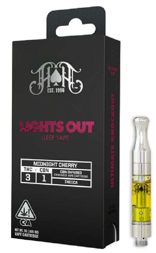 Photograph of product: Heavy Hitters | Lights Out | Midnight Cherry 3:1 CBN | 1G Cartridge