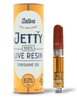 Photograph of product: Jetty 1g Sunshine OG Live Resin Cartridge