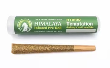 Photograph of product: HIMALAYA TEMPTATION DIAMOND INFUSED PREROLL HYBRID 1G