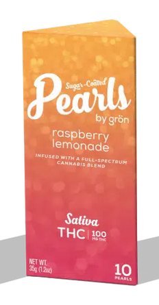 Photograph of product: Grn | "Pearls" | Raspberry Lemonade Oui'd | 10mgTH-oui | 10pk