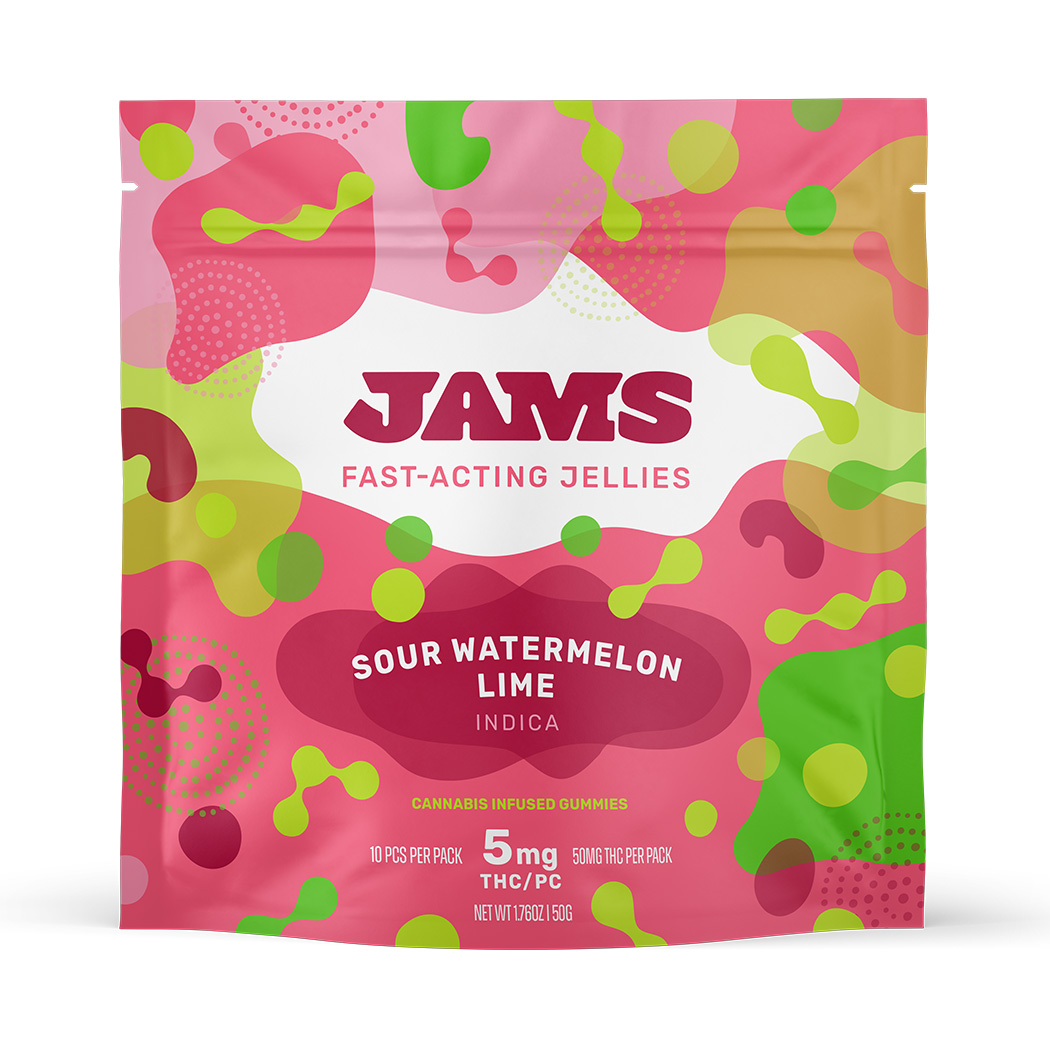 Photograph of product: Fast-Acting Sour Watermelon Lime Gummies 50mg (10-Pack | 5mg Each)