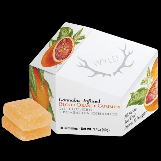 Photograph of product: Blood Orange 1:1 100mg THC /100mg CBD 10pk Gummies - 