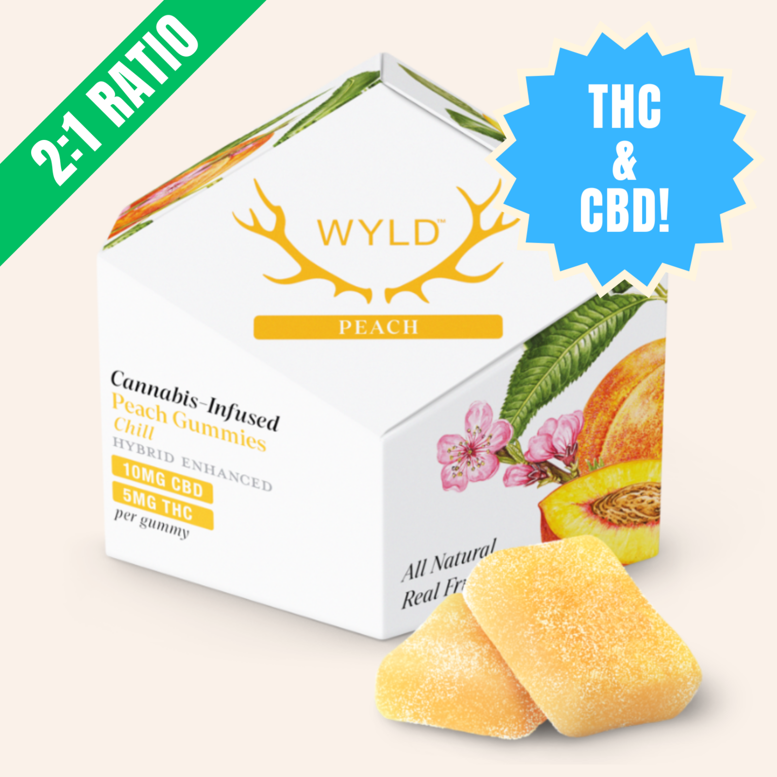 Photograph of product: PEACH GUMMIES | 10PK | 50MG