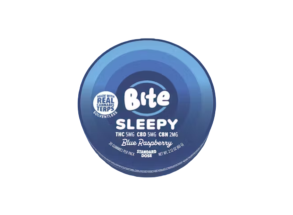 Photograph of product: 5:5:2 TH-oui/CBD/CBN Sleepy Blue Raspberry Gummies 20pk | 100mg