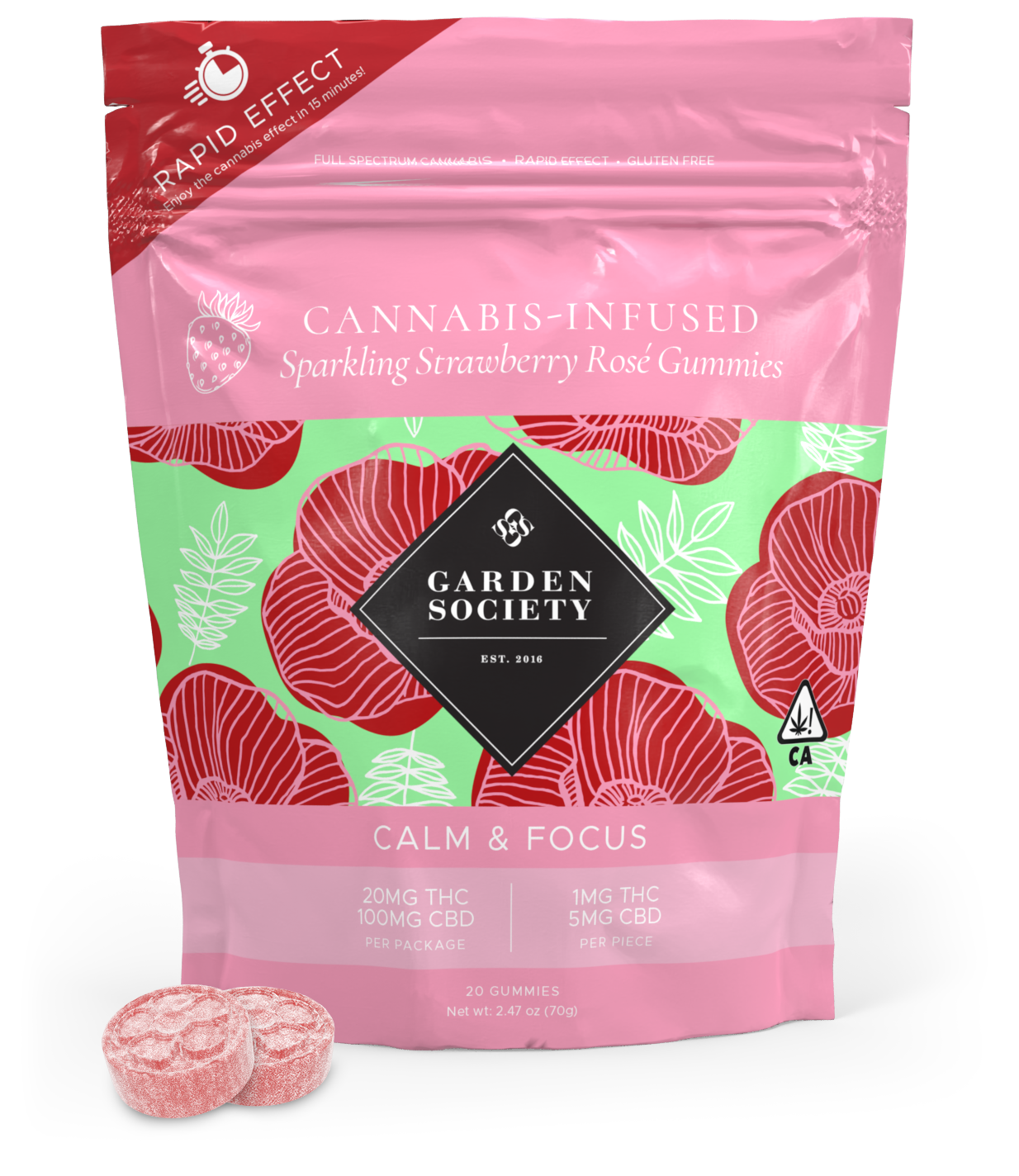 Photograph of product: SPARKLING STRAWBERRY ROS - CALM & FOCUS (CBD)