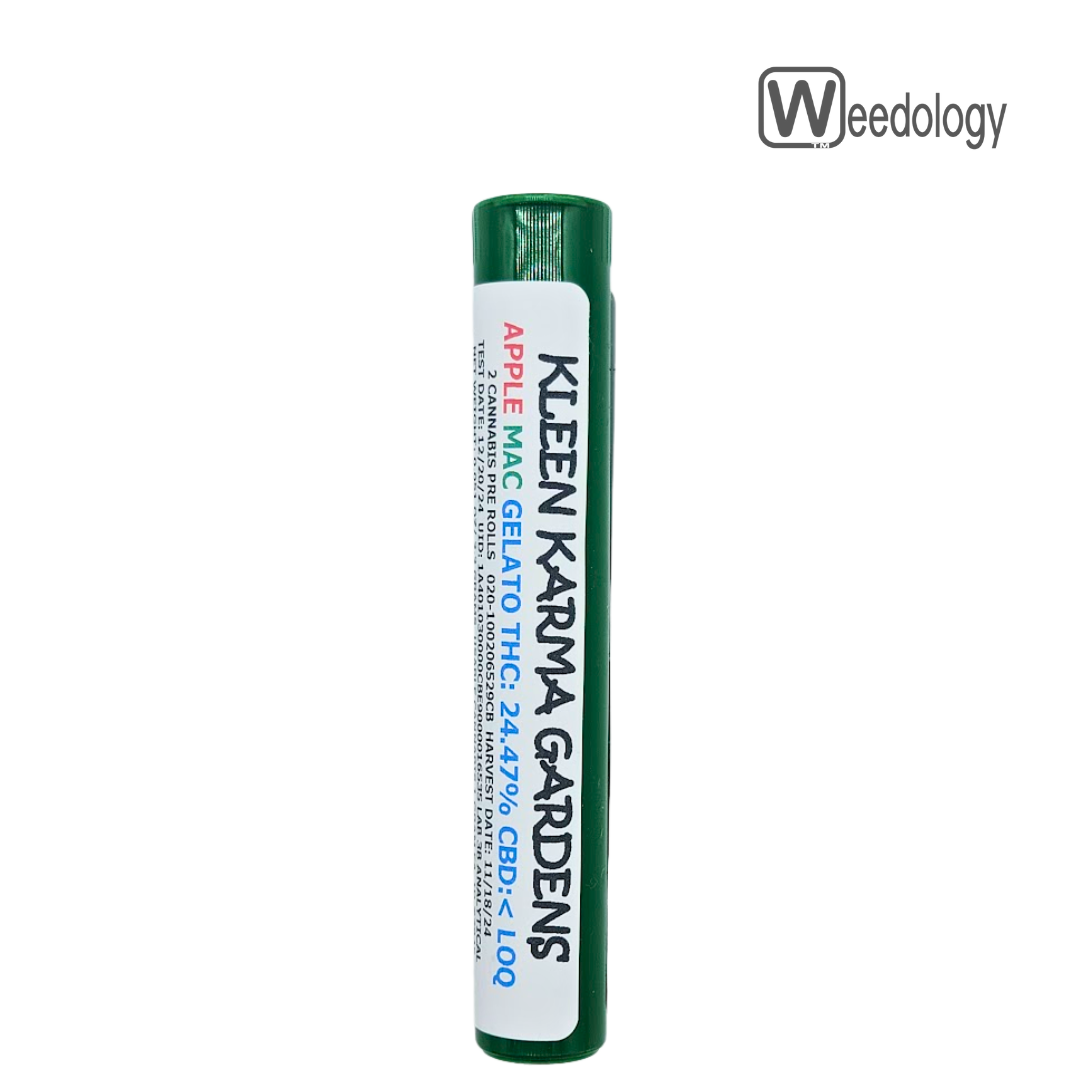Photograph of product: Kleen Karma 2pk APPLE MAC GELATO 1g Pre-Rolls