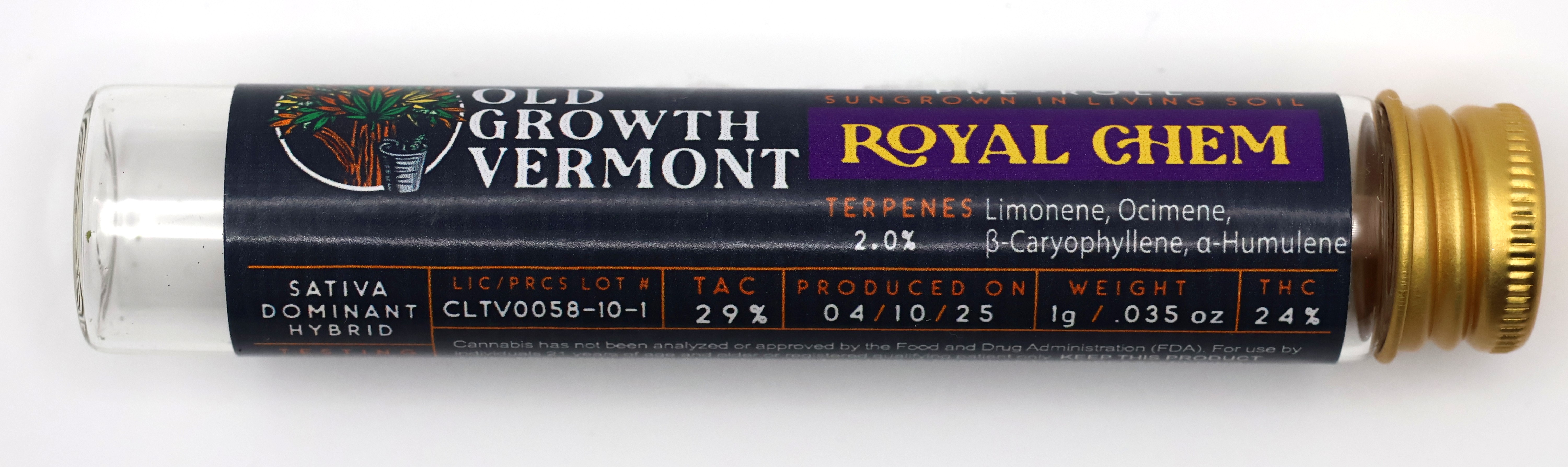 Photograph of product: Old Growth Vermont | Royal Chem | 1g Pre-Roll