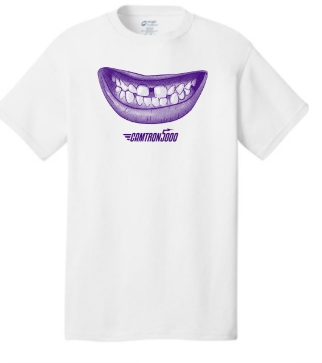 Photograph of product: Camtron5000 Purple Smile Logo White T-Shirt - S