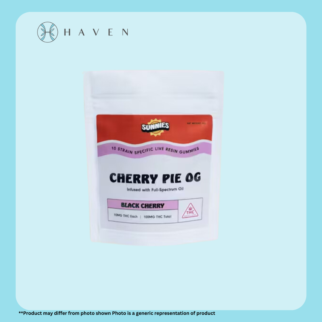 Photograph of product: 10mg Cherry Pie OG Black Cherry (Live Resin Gummies) 10pk | Sunnies