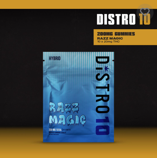 Photograph of product: Distro 10 200mg Gummies | Razz Magic - Hybrid