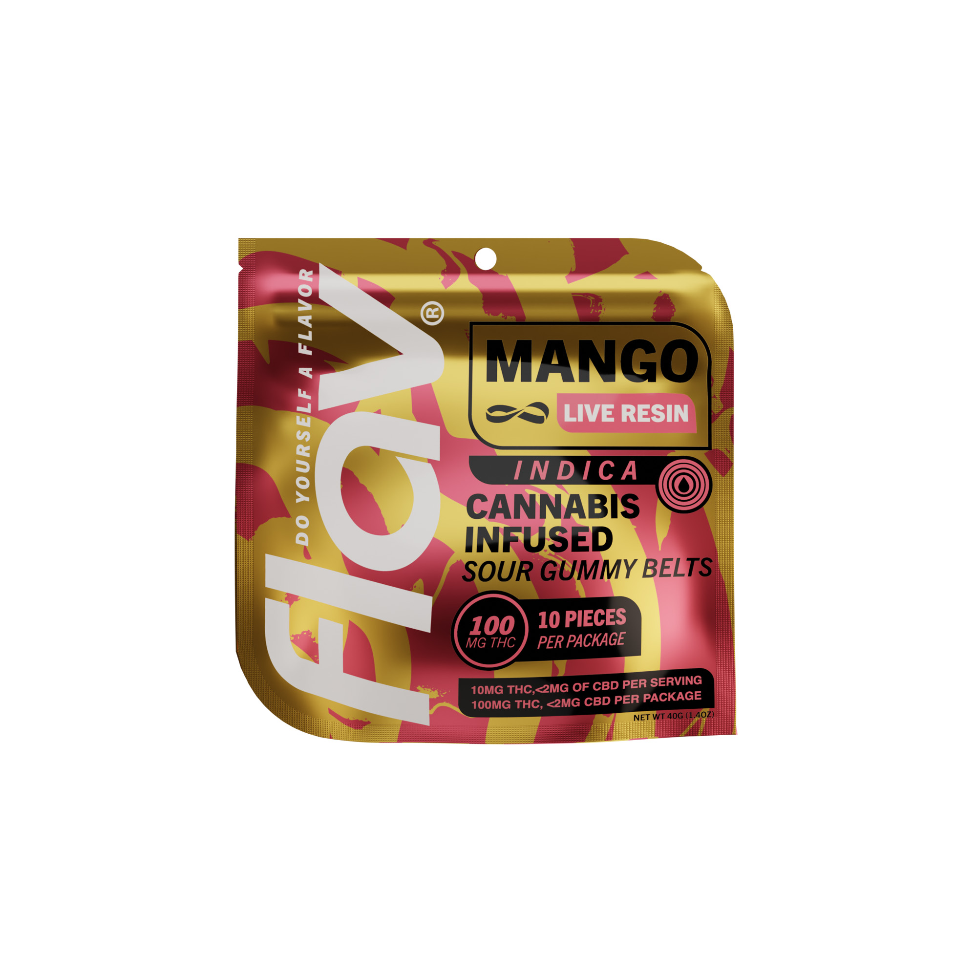 Photograph of product: Flav | Mango | Oui'd | Live Resin | 10pk Gummies | 100mg