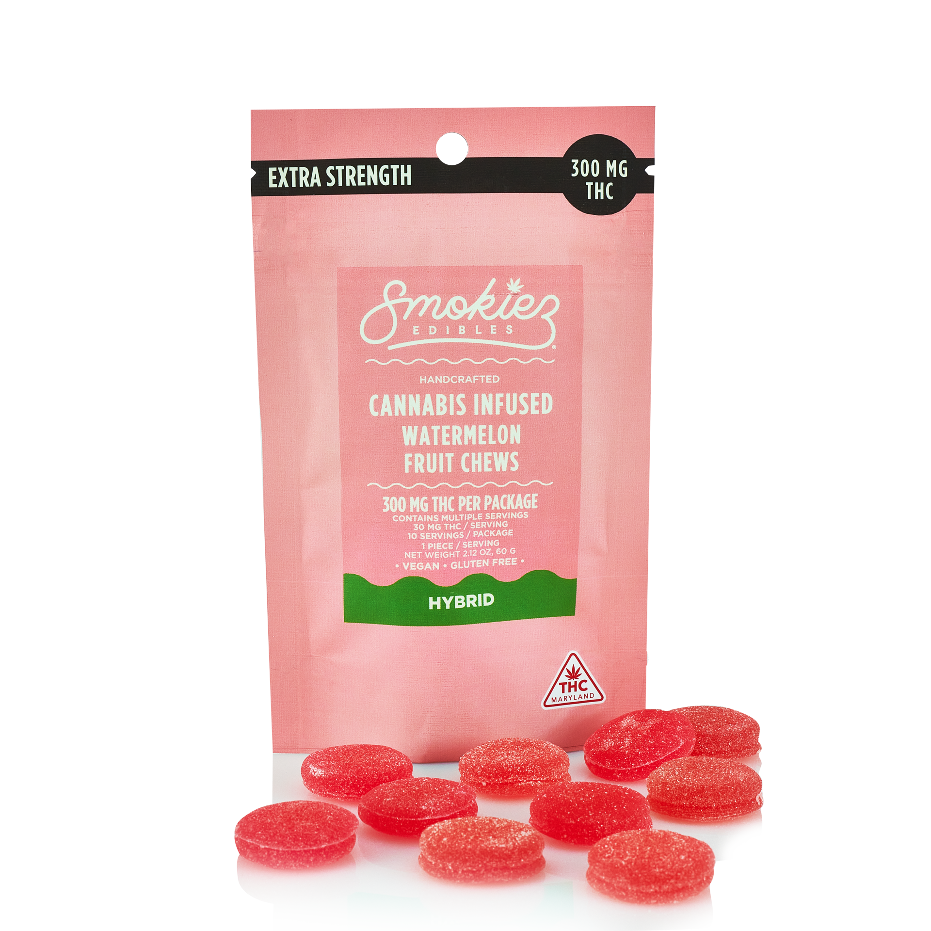 Photograph of product: MED ONLY - Smokiez 30mg Watermelon Chews  - 300mg