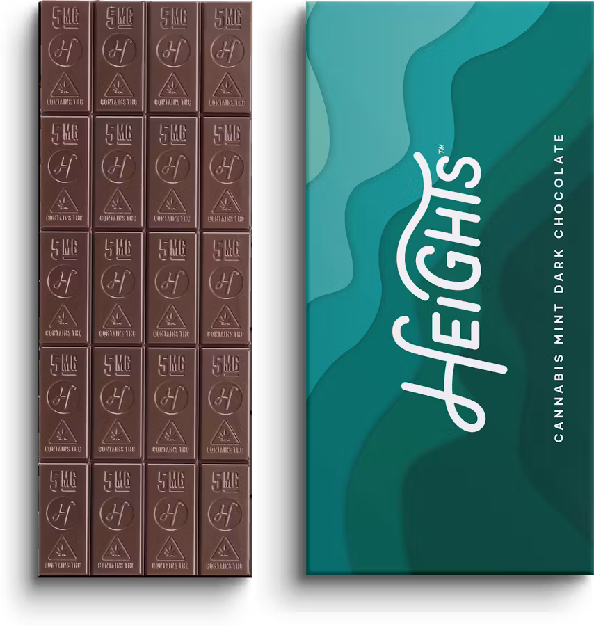 Photograph of product: Heights | 100mg TH-oui Oui'd Bar | Dark Chocolate Mint