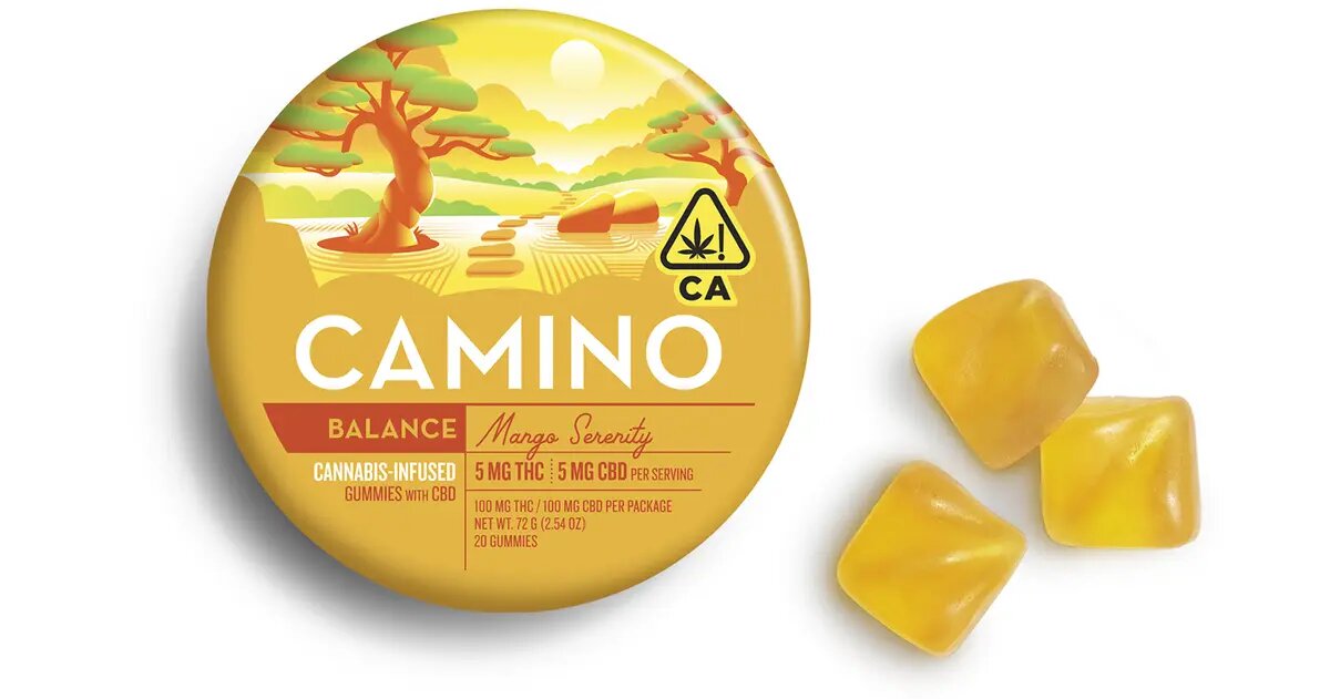 Photograph of product: Mango Serenity 1:1 CBD Camino Gummies