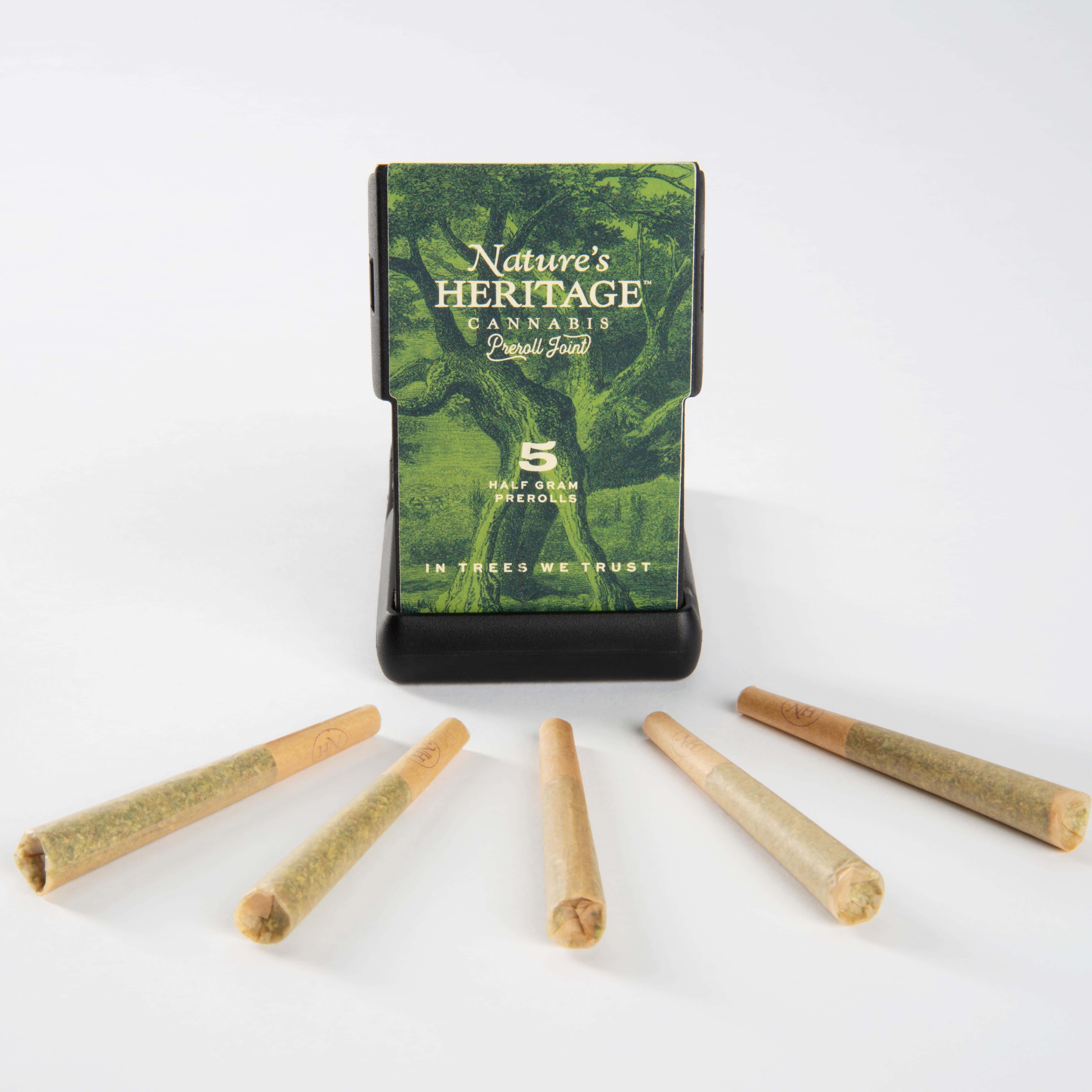 Photograph of product: Nature's Heritage: Lemon Cherry Gelato Pre-Roll 5-Pack