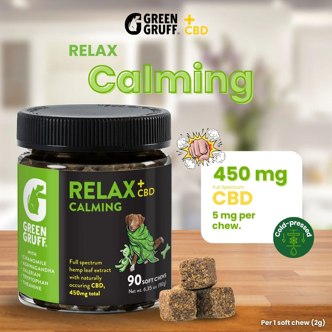 Photograph of product: Green Gruff Relax 2.5mg 90ct CBD Chews Coconut Pumpki