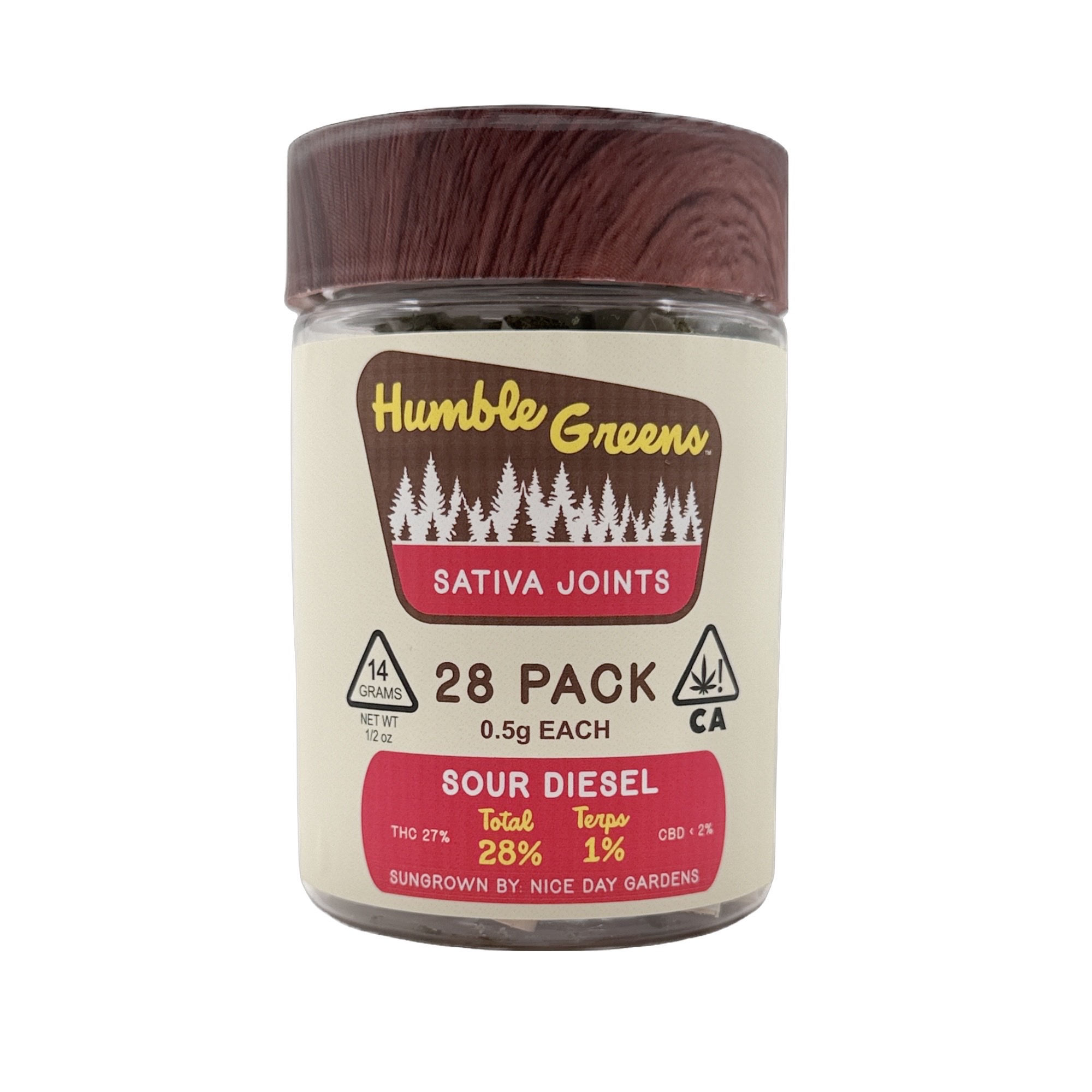 Photograph of product: SOUR DIESEL PREROLLS 28 PACK 14G