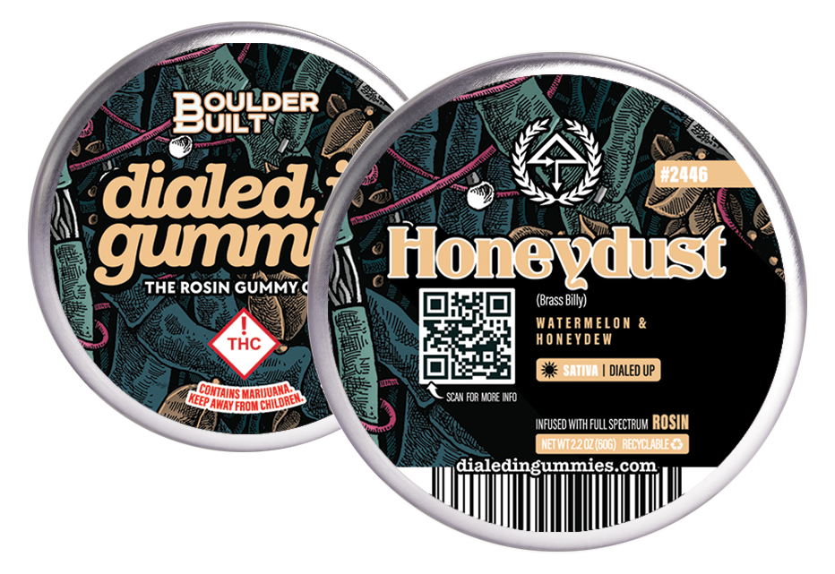 Photograph of product: Dialed In...Gummies (S) Honeydust Batch #2446 Watermelon/Honeydew Live Rosin Gummies 100mg