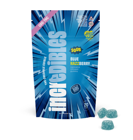 Photograph of product: SOUR BLUE RAZZBERRY | 1TH-oui : 1CBG | 10PK | 200MG