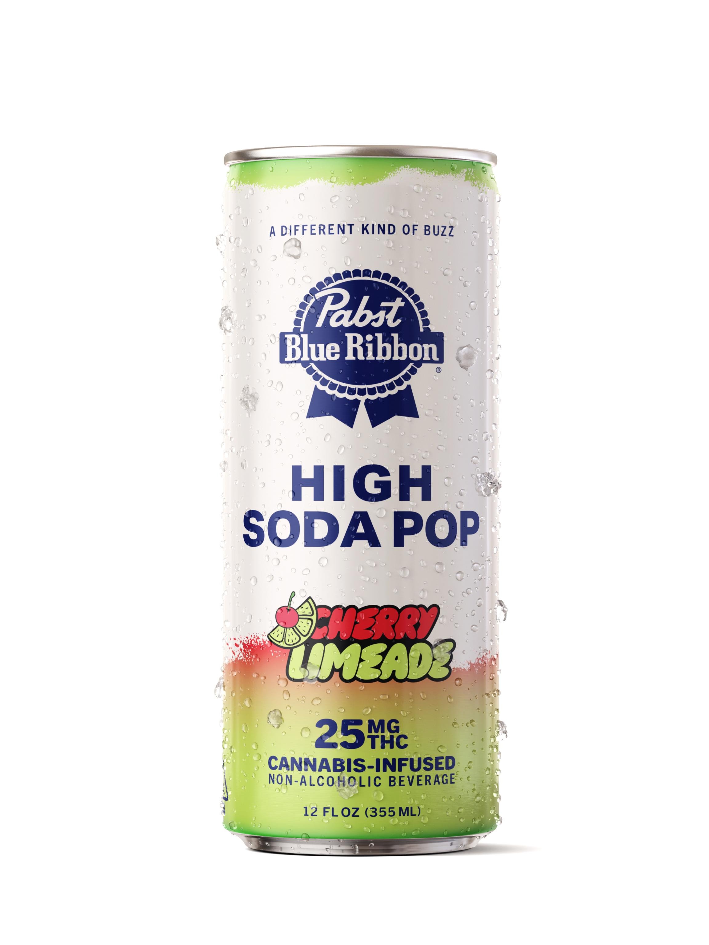 Photograph of product: Pabst Blue Ribbon - Cherry Limeade High Soda Pop 25mg