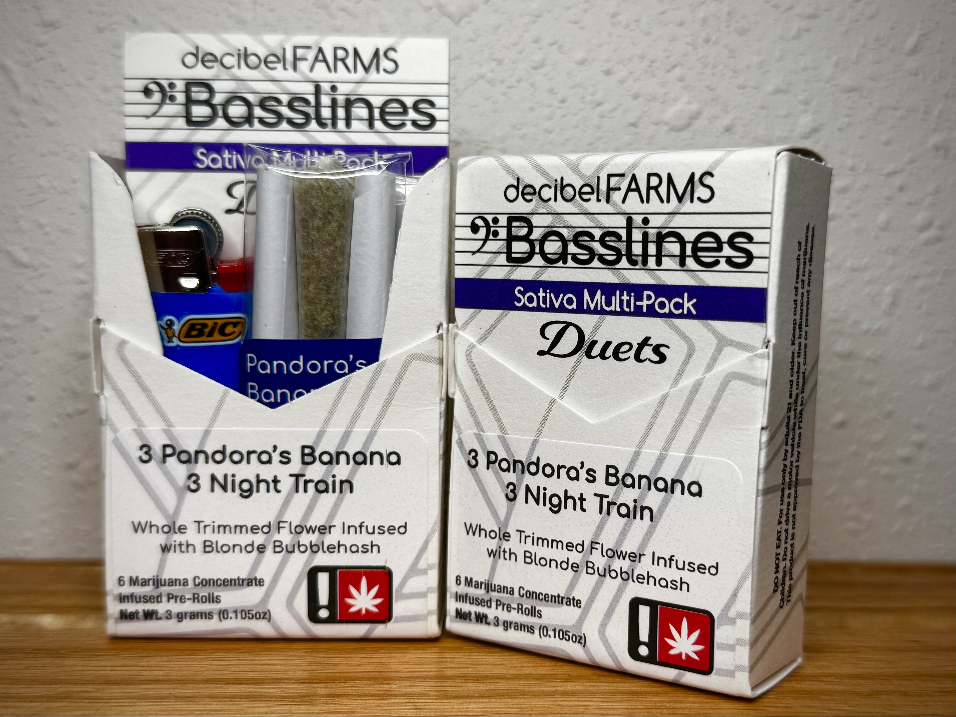 Photograph of product: Pandoras Banana x Night Train 6pk Infused Duets - Decibel Farms