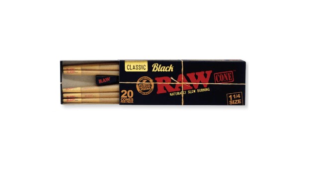 Photograph of product: RAW | Black | 1 1/4 Cone | 20 pack