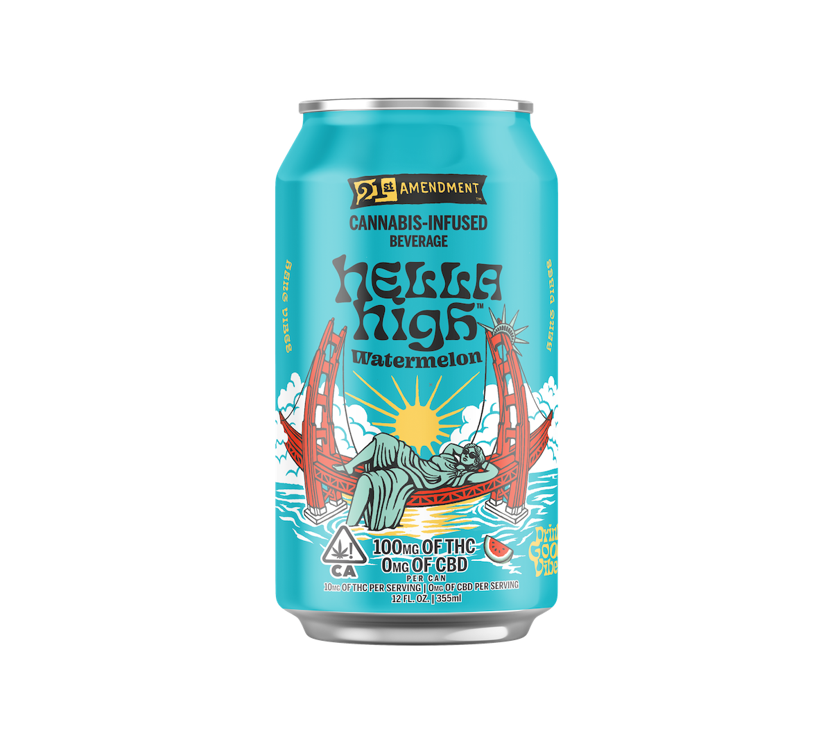 Photograph of product: 100mg Watermelon (Hybrid) 21st Amendment Hella High Beverage $11